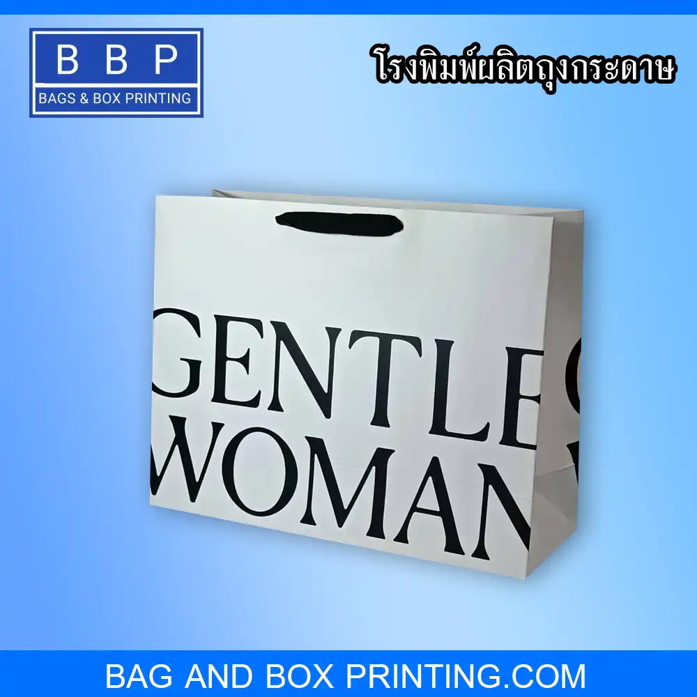 ถุงกระดาษพิมพ์แบรนด์ พิมพ์โลโก้ สำหรับใส่ถุงเสื้อผ้า 