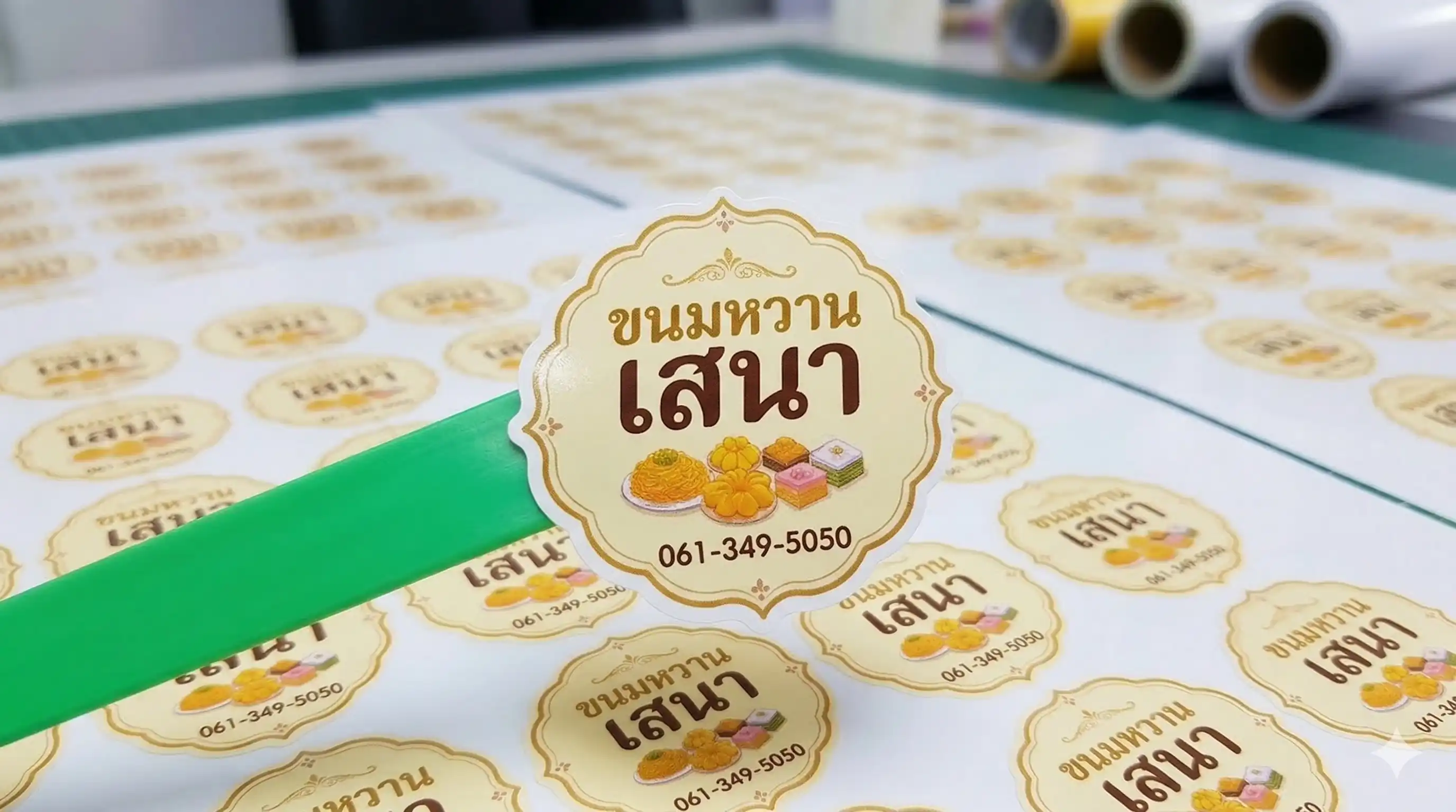 ตัวอย่างสติ๊กเกอร์ลายขนมหวาน